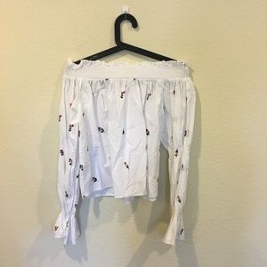 Zara Tops - NWT Zara white floral off the shoulder blouse Zara Tops - NWT Zara white floral off the shoulder blouse